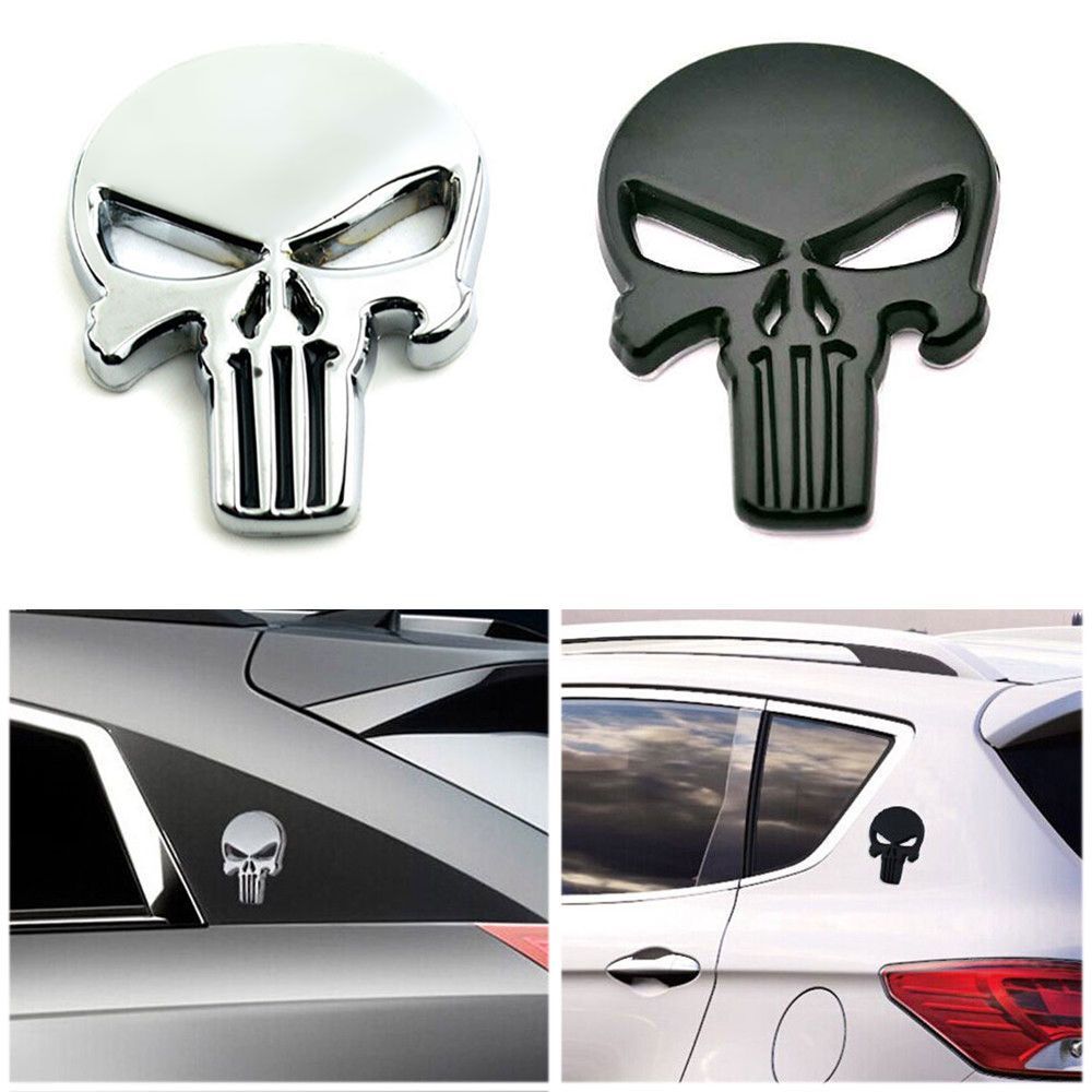 3D Skull Badge Chrome Emblem Car Sticker Auto Sticker