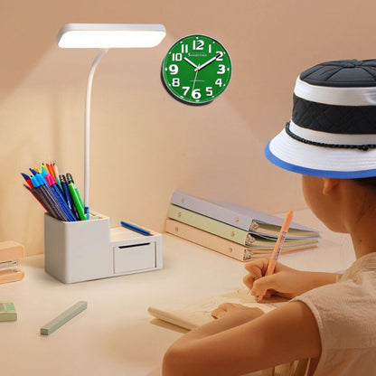 Ultra-Bright LED Eye-Protecting Night Light Desk Lamp with Pen Holder & Drawer (White)