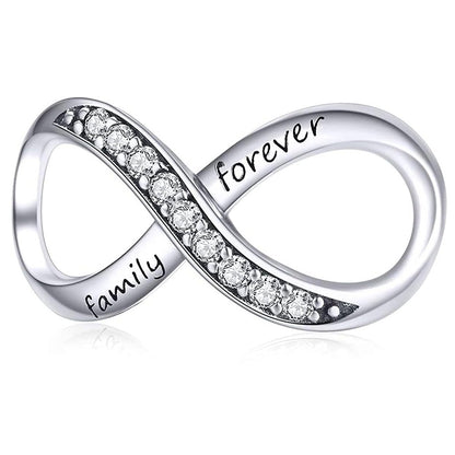 S925 Sterling Silver Infinity Love Family Forever Charm Pendant