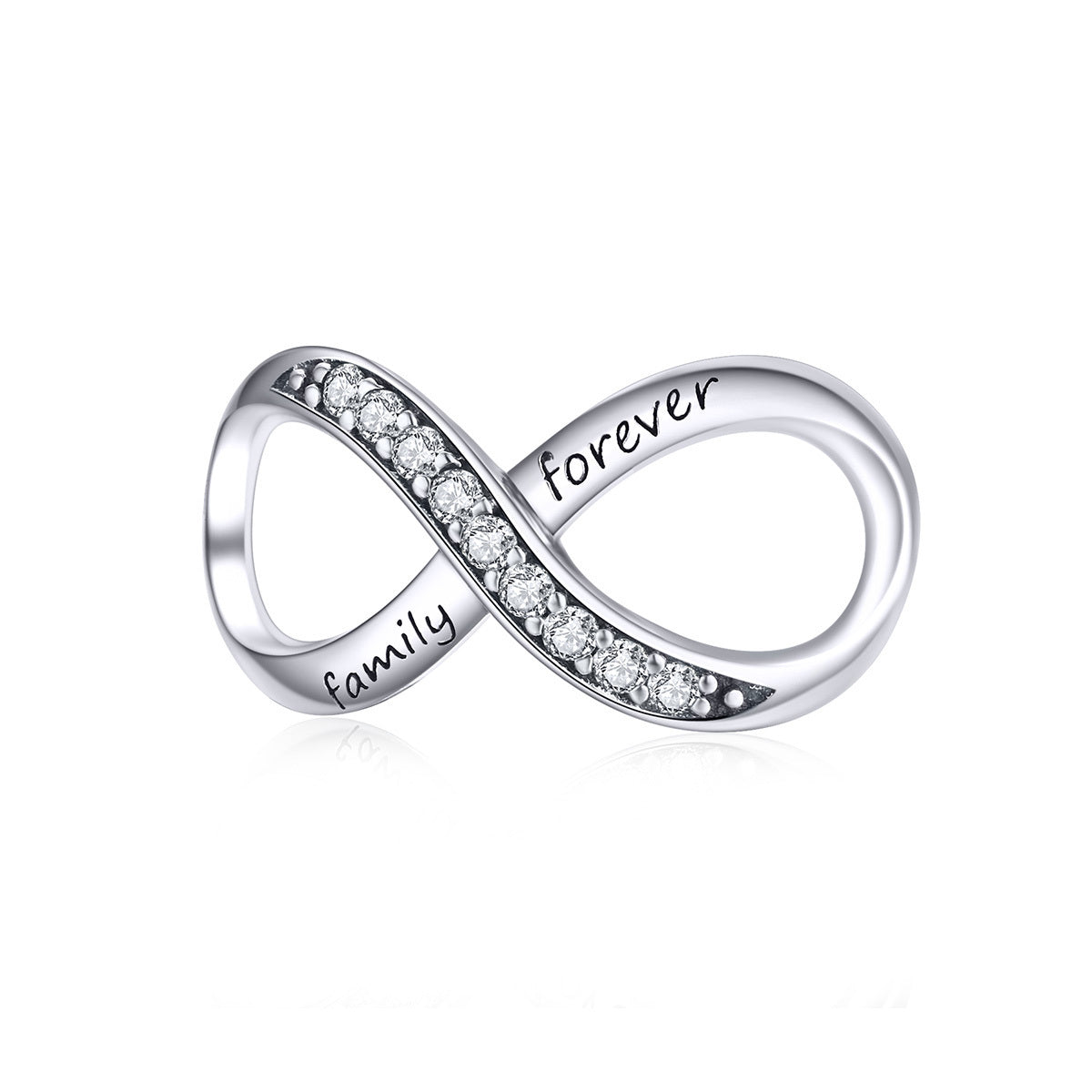 S925 Sterling Silver Infinity Love Family Forever Charm Pendant