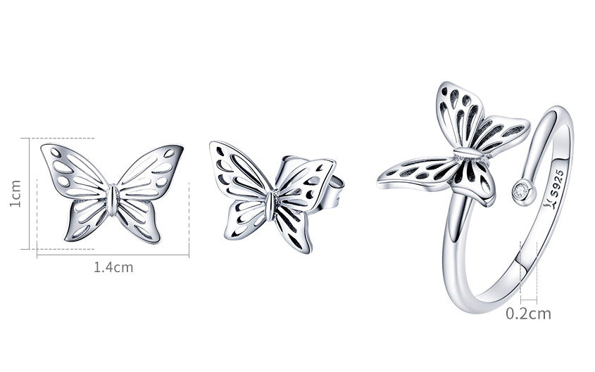 S925 Sterling Silver Butterfly Stud Earrings