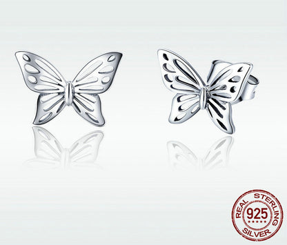 S925 Sterling Silver Butterfly Stud Earrings