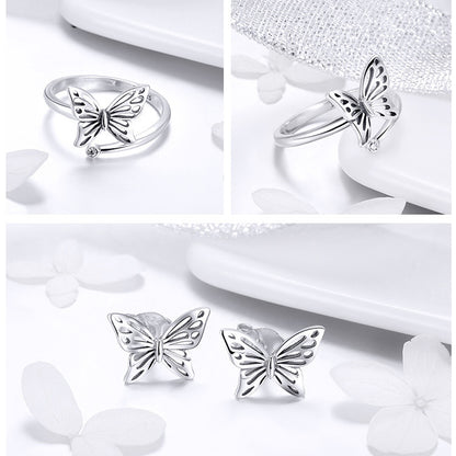 S925 Sterling Silver Butterfly Stud Earrings