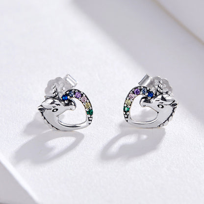 S925 Sterling Silver Unicorn Stud Earrings