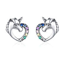 S925 Sterling Silver Unicorn Stud Earrings