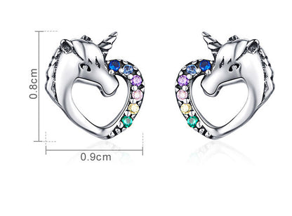 S925 Sterling Silver Unicorn Stud Earrings