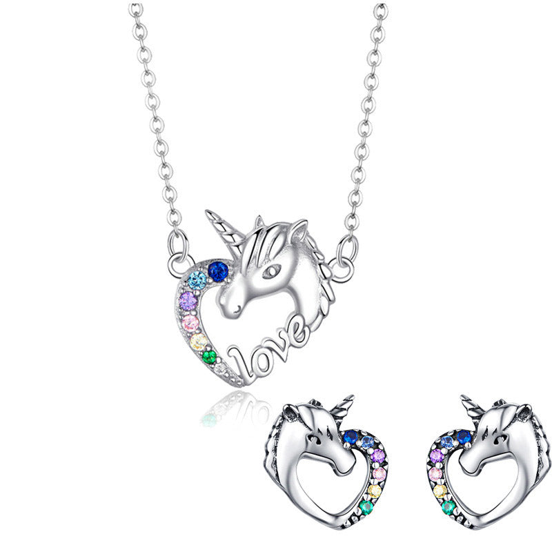 S925 Sterling Silver Unicorn Necklace Luxury Jewellery