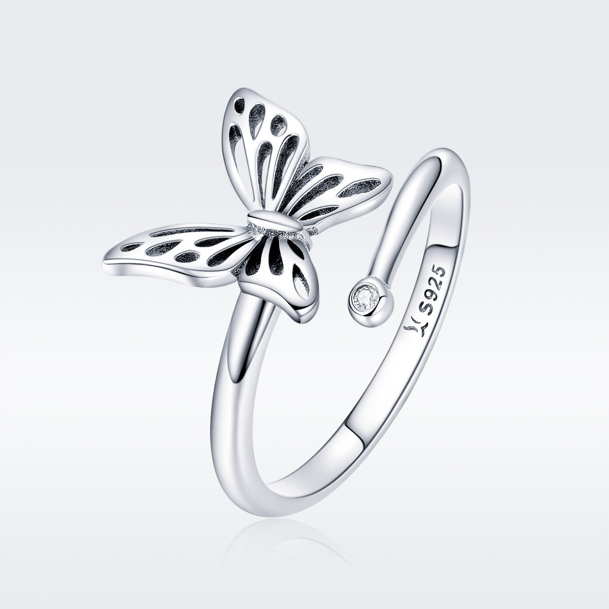 S925 Sterling Silver Adjustable Butterfly Ring