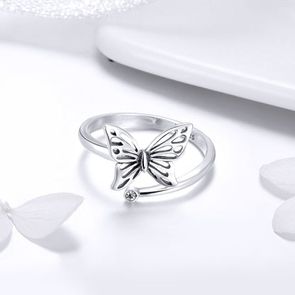 S925 Sterling Silver Adjustable Butterfly Ring