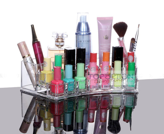 Crystal Curved Cosmetic Organizer Lipstick Perfume Nail Polish Storage Makeup Display Box