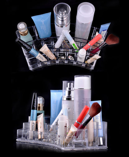 Crystal Curved Cosmetic Organizer Lipstick Perfume Nail Polish Storage Makeup Display Box