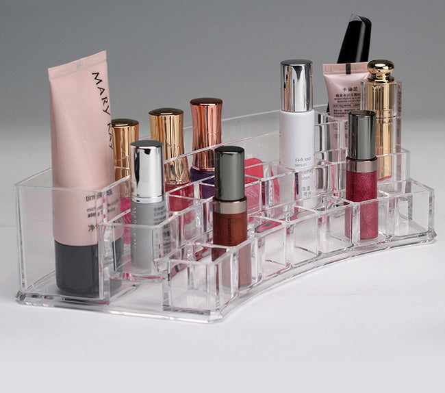 Crystal Curved Cosmetic Organizer Lipstick Perfume Nail Polish Storage Makeup Display Box