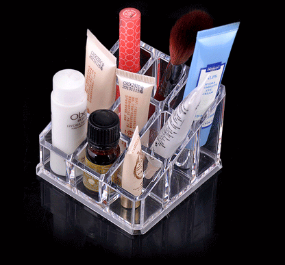 9-Grid Crystal Lipstick Holder Cosmetic Organizer Clear Acrylic Makeup Storage Case Box