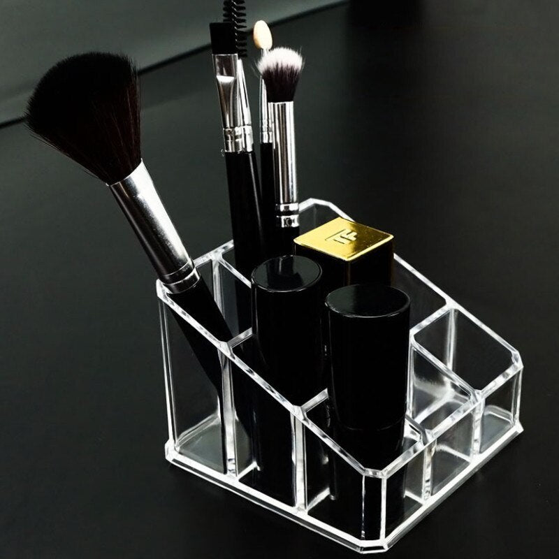 9-Grid Crystal Lipstick Holder Cosmetic Organizer Clear Acrylic Makeup Storage Case Box