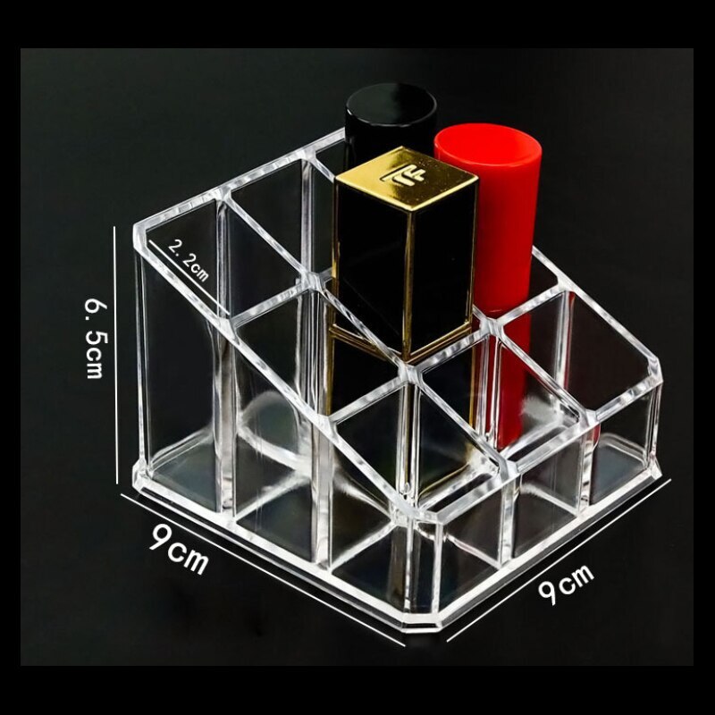 9-Grid Crystal Lipstick Holder Cosmetic Organizer Clear Acrylic Makeup Storage Case Box