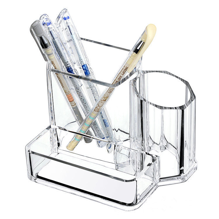 Multifunction Clear Acrylic Desk Organizer Pen Holder with Business Card Holder