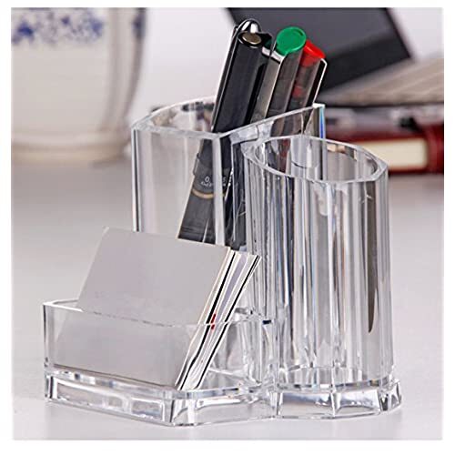 Multifunction Clear Acrylic Desk Organizer Pen Holder with Business Card Holder