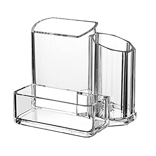 Multifunction Clear Acrylic Desk Organizer Pen Holder with Business Card Holder