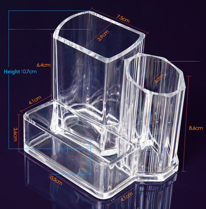 Multifunction Clear Acrylic Desk Organizer Pen Holder with Business Card Holder