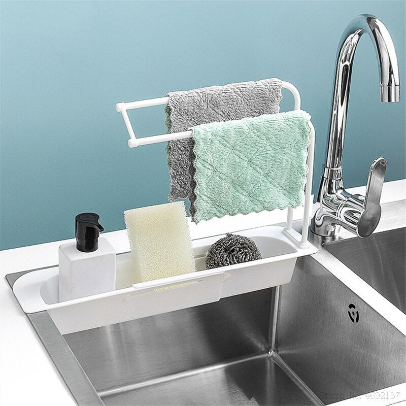 Kitchen Rack Sink Organizer Storage Basket Shelf Sponge Soap Towel Holder