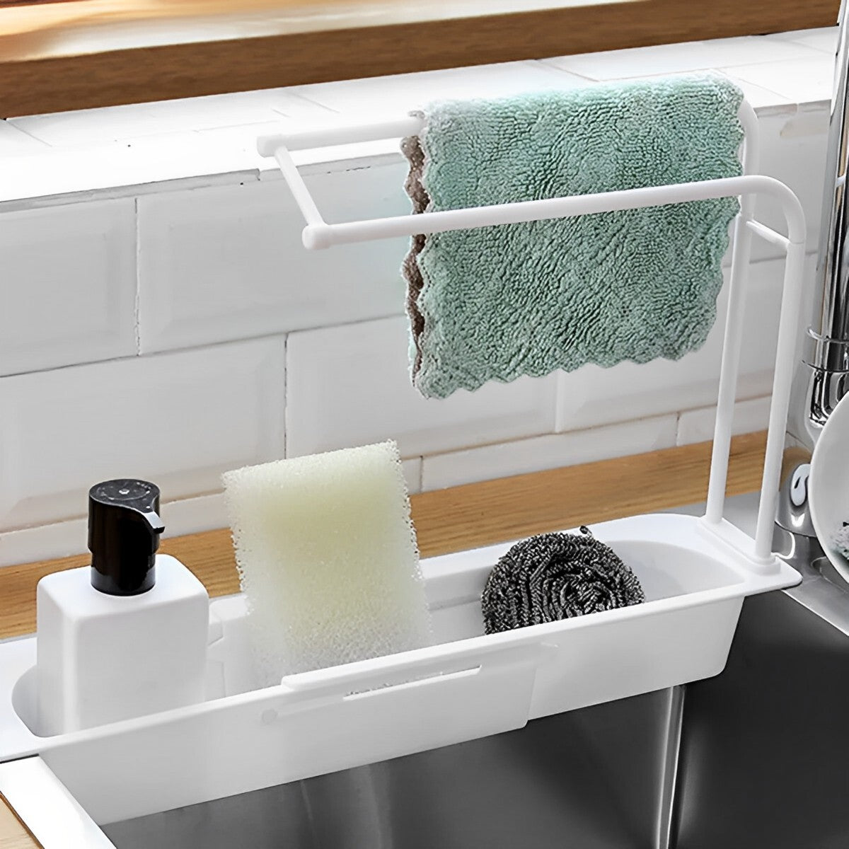 Kitchen Rack Sink Organizer Storage Basket Shelf Sponge Soap Towel Holder