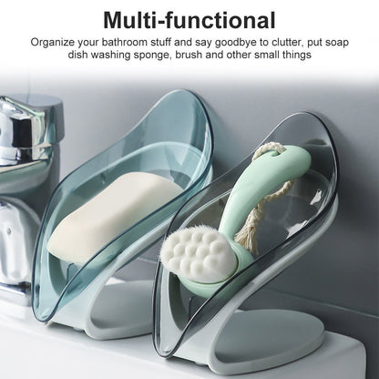 Stylish Leaf Self Draining Soap Dish Bar Holder