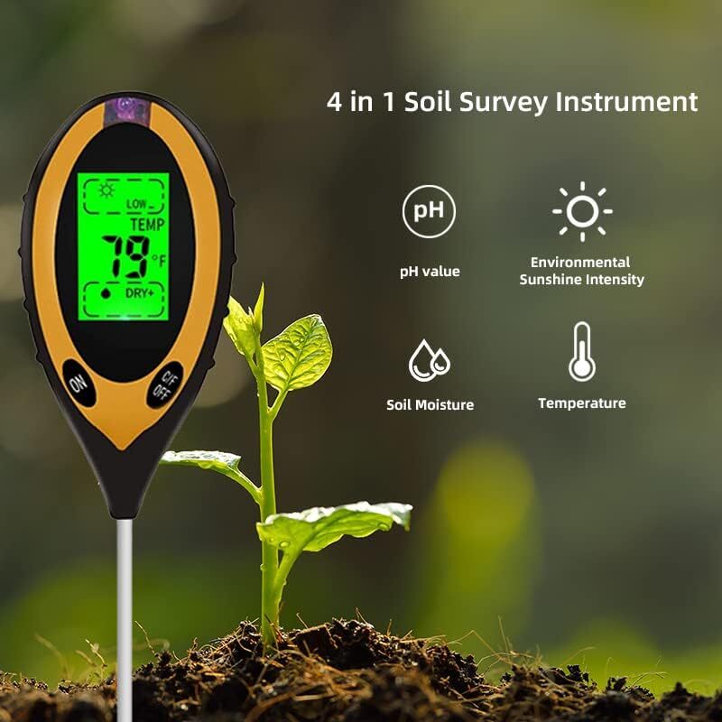 4 in 1 Soil PH Tester Moisture Sunlight Light Test Meter for Garden Plant Lawn