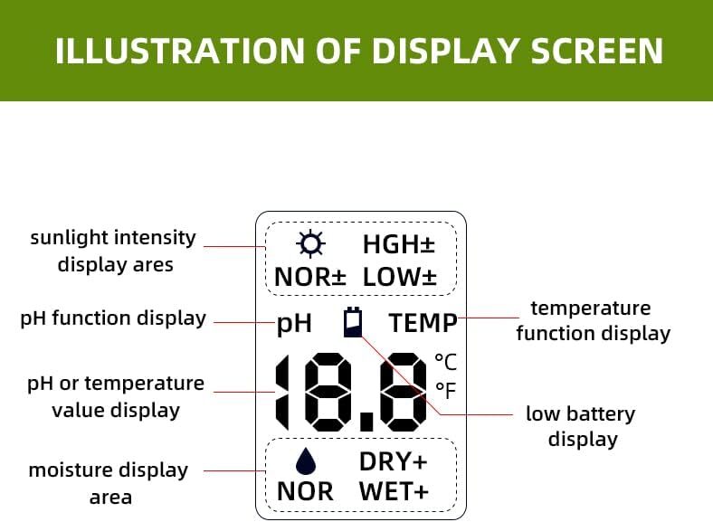 4 in 1 Soil PH Tester Moisture Sunlight Light Test Meter for Garden Plant Lawn