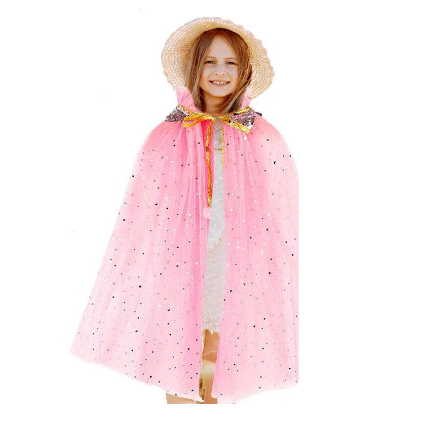 7 PCS Princess Dress up Cloak Party Costume Jewellery Cape Pretend Play Set (Pink)