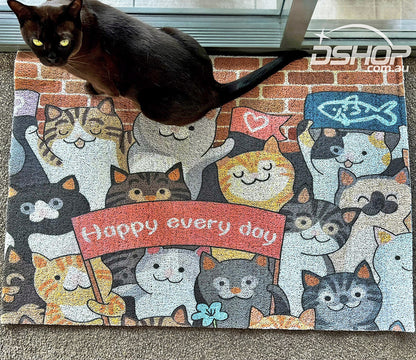 Large Super Absorbent Floor Bath Mat Non-Slip Rug Carpet (60 x 90, Cute Cats)