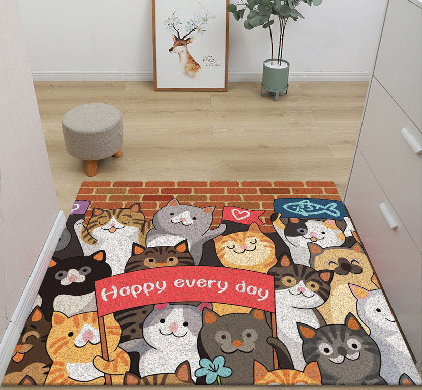 Large Super Absorbent Floor Bath Mat Non-Slip Rug Carpet (60 x 90, Cute Cats)