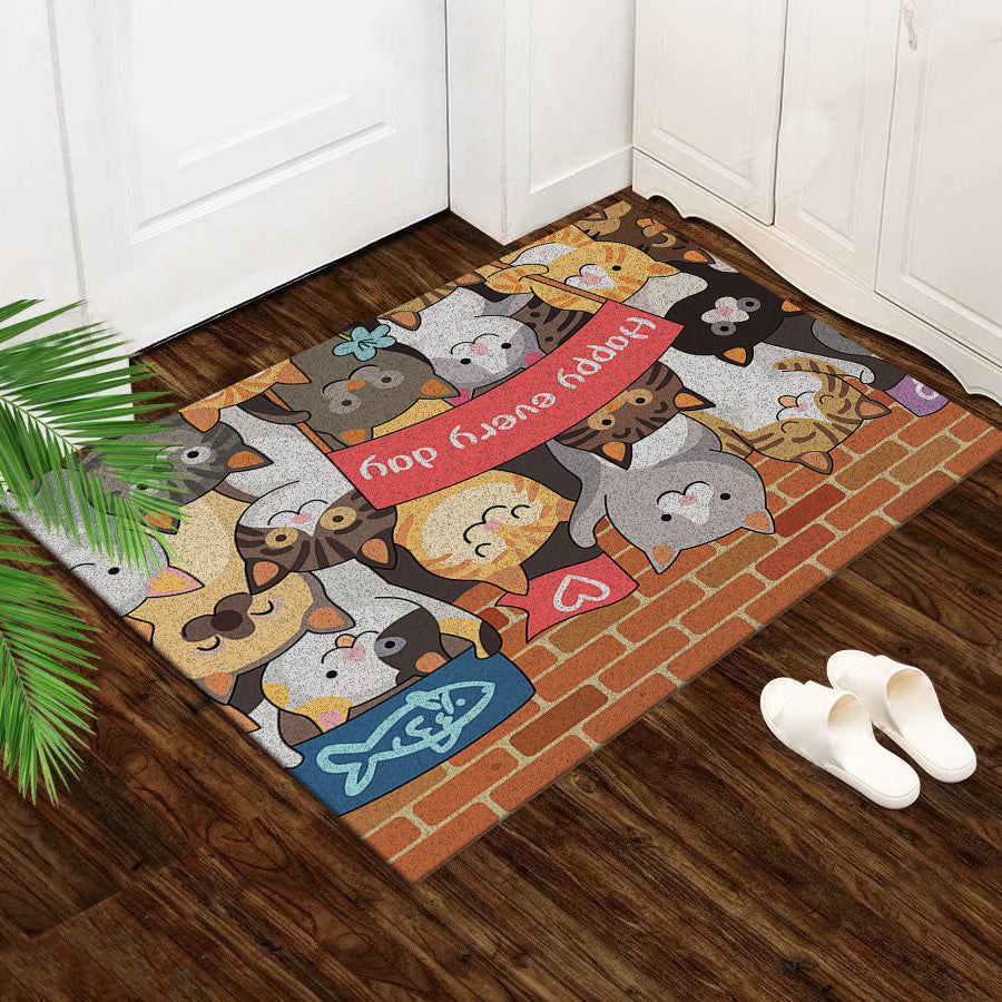 Large Super Absorbent Floor Bath Mat Non-Slip Rug Carpet (60 x 90, Cute Cats)