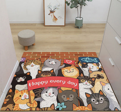 Super Absorbent Floor Bath Door Mat Non-Slip Rug Doormat - Cute Cats