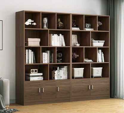 Omega 10-Shelf 2-Door Wardrobe Cupboard Bookshelf Cabinet (Black Walnut)