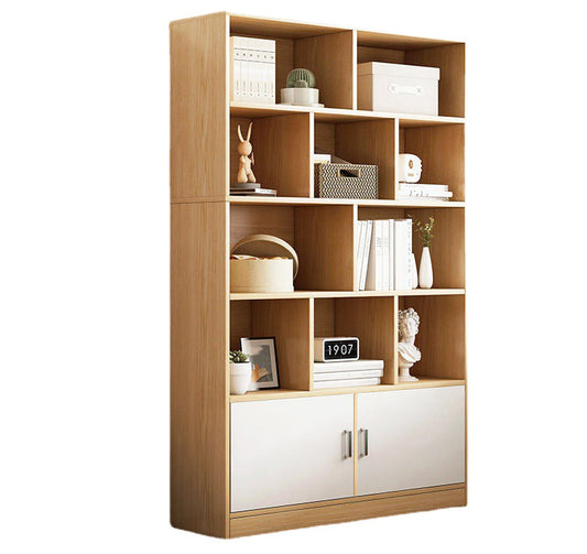 Omega 10-Shelf 2-Door Wardrobe Cupboard Bookshelf Cabinet (Oak)