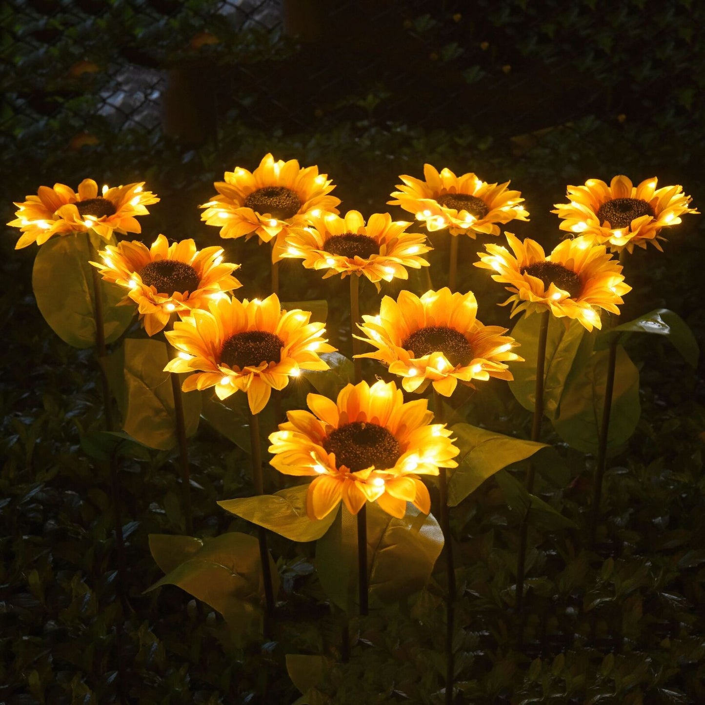 2 PCS Solar Powered Sunflower Lights Outdoor Garden Yard LED Lamp