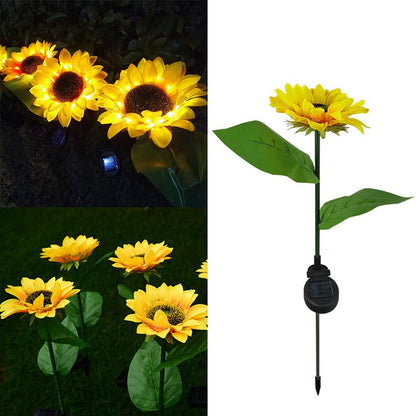 2 PCS Solar Powered Sunflower Lights Outdoor Garden Yard LED Lamp