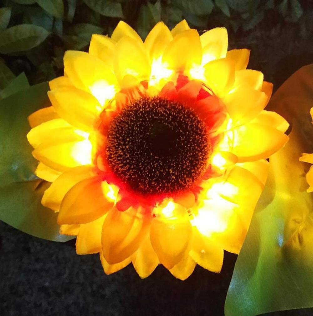 2 PCS Solar Powered Sunflower Lights Outdoor Garden Yard LED Lamp