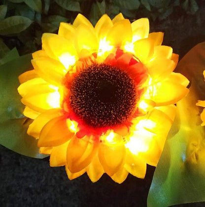 2 PCS Solar Powered Sunflower Lights Outdoor Garden Yard LED Lamp