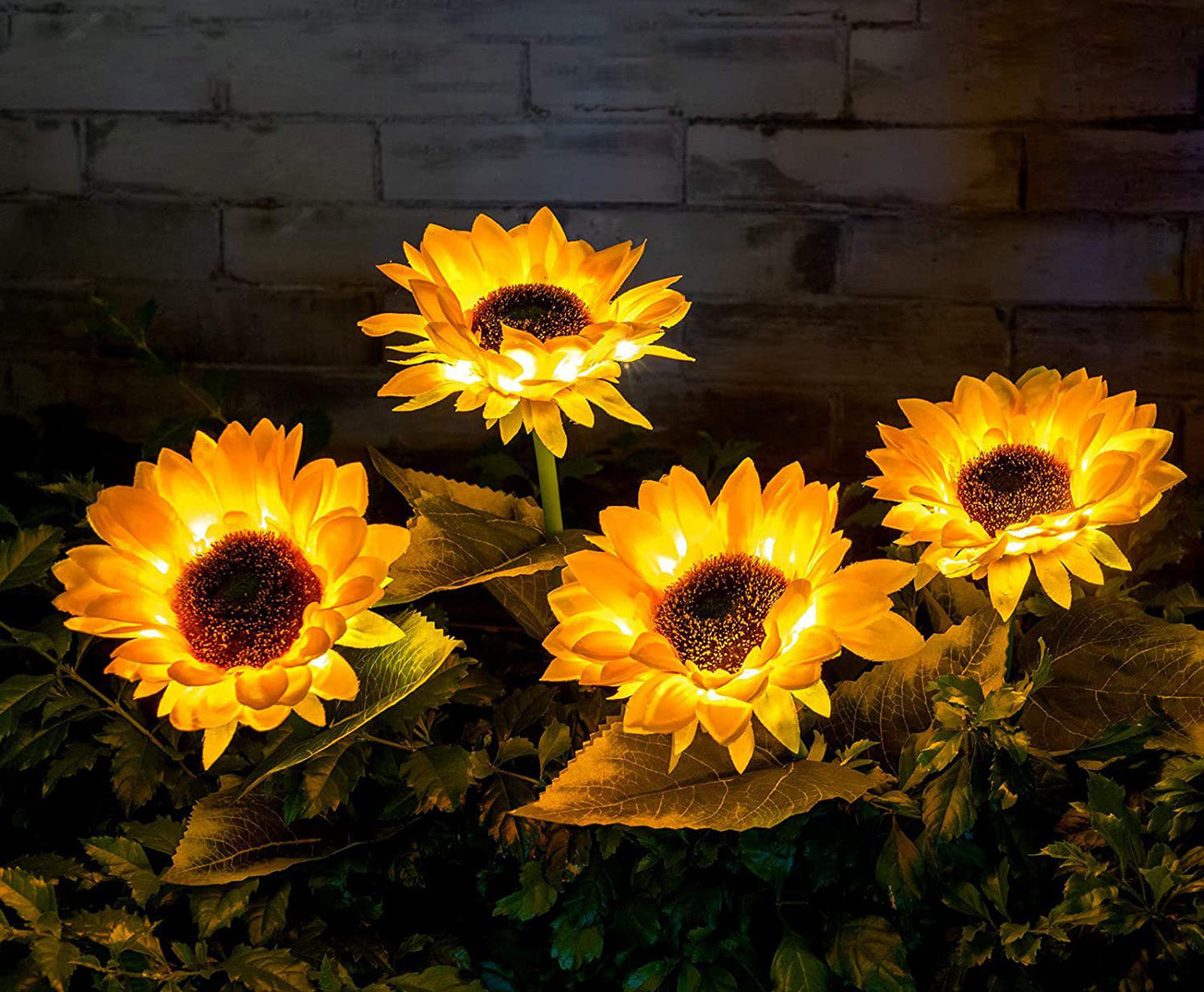 2 PCS Solar Powered Sunflower Lights Outdoor Garden Yard LED Lamp