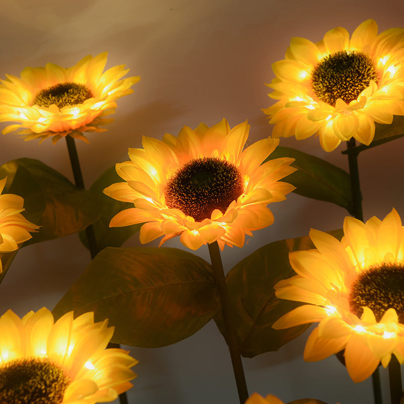 2 PCS Solar Powered Sunflower Lights Outdoor Garden Yard LED Lamp