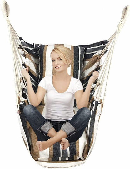 Comfortable Cotton Hammock Swing Chair with Padded Cushions