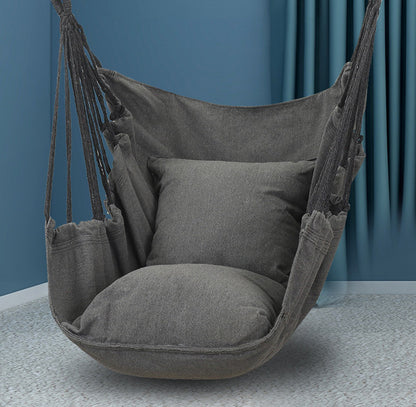 Comfortable Cotton Hammock Swing Chair with Padded Cushions (Grey)