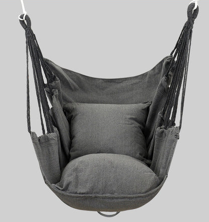 Comfortable Cotton Hammock Swing Chair with Padded Cushions (Grey)