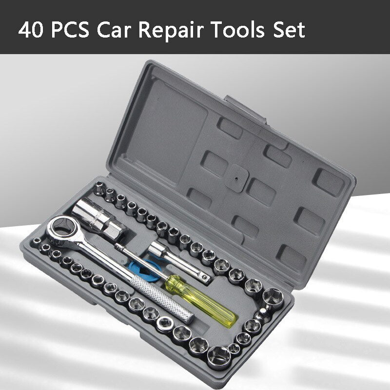 40 PCS Socket Wrench Tool Set Repair Maintenance Kit In Box