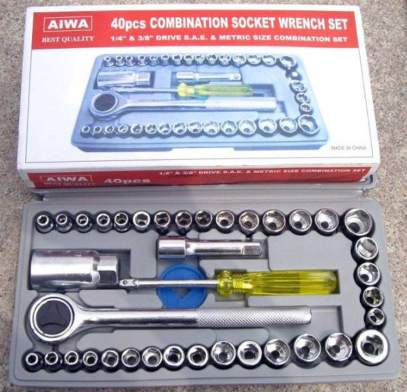 40 PCS Socket Wrench Tool Set Repair Maintenance Kit In Box