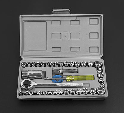 40 PCS Socket Wrench Tool Set Repair Maintenance Kit In Box