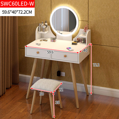 LED Luminous Princess Dresser Vanity Table with Mirror, Stool and Storage Drawers Set