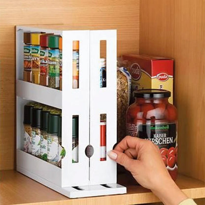 2-Tier Rotating Spice Storage Rack Seasoning Holder Kitchen Cabinet Shelf Organiser