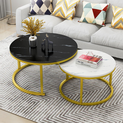 Synergy 2 In 1 Lush Marble Look Designer Nesting Coffee Tables